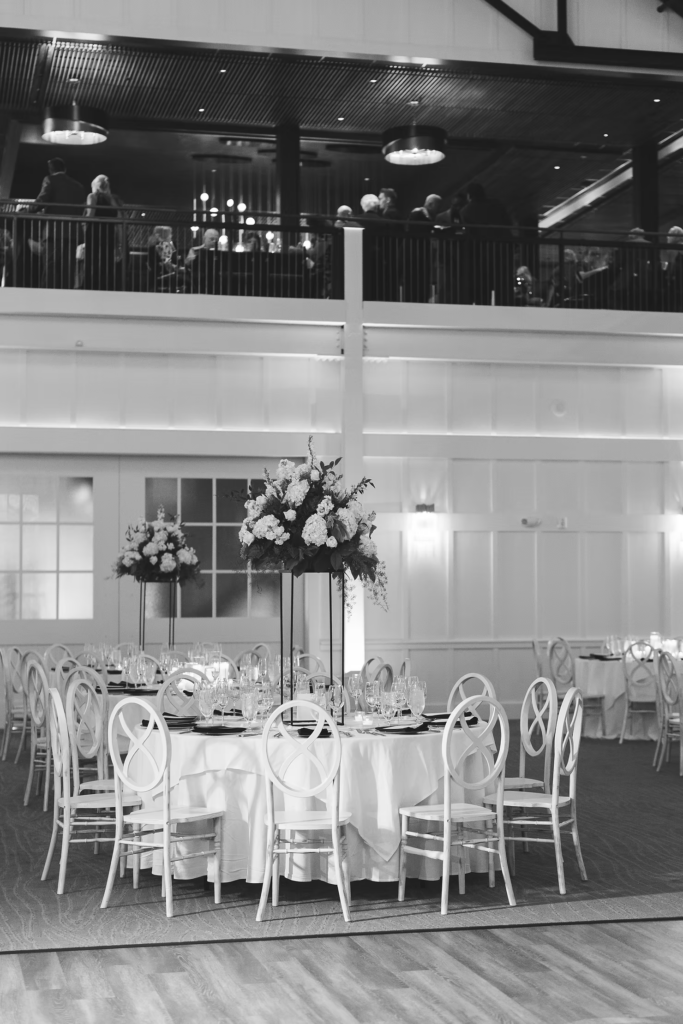 Detail photograph of reception space ballroom at The Ivy at Ellis Preserve by Finley Catering in Newtown Square, Pennsylvania. Photographed by NJ/PA region wedding photographer Madison Neumann Photography.