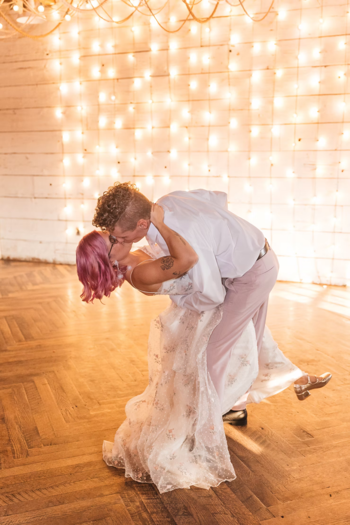 Bride and groom share a first dance on their wedding day at Terrain in Glen Mills, PA.