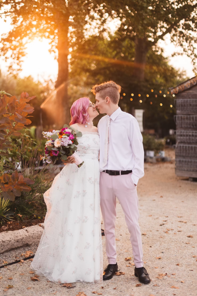 Bride and groom pose for sunset portraits on their wedding day in Glen Mills, PA. Taken by Philadelphia wedding photographer Madison Neumann Photography.