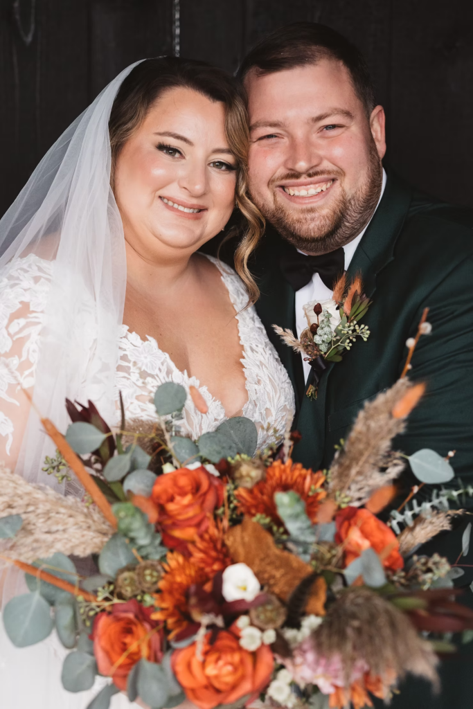 Wedding day portrait of bride and groom at Terrain Gardens at DelVal in Doylestown, PA. Photographed by South Jersey, Philadelphia based wedding photographer Madison Neumann Photography.