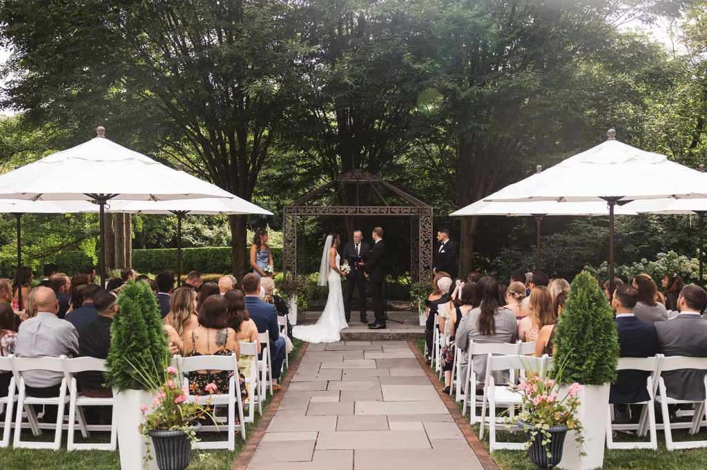 Bride and groom at the altar for wedding day at The William Penn Inn in Gwynedd, PA. Photographed by PA/NJ area wedding photographer Madison Neumann Photography.