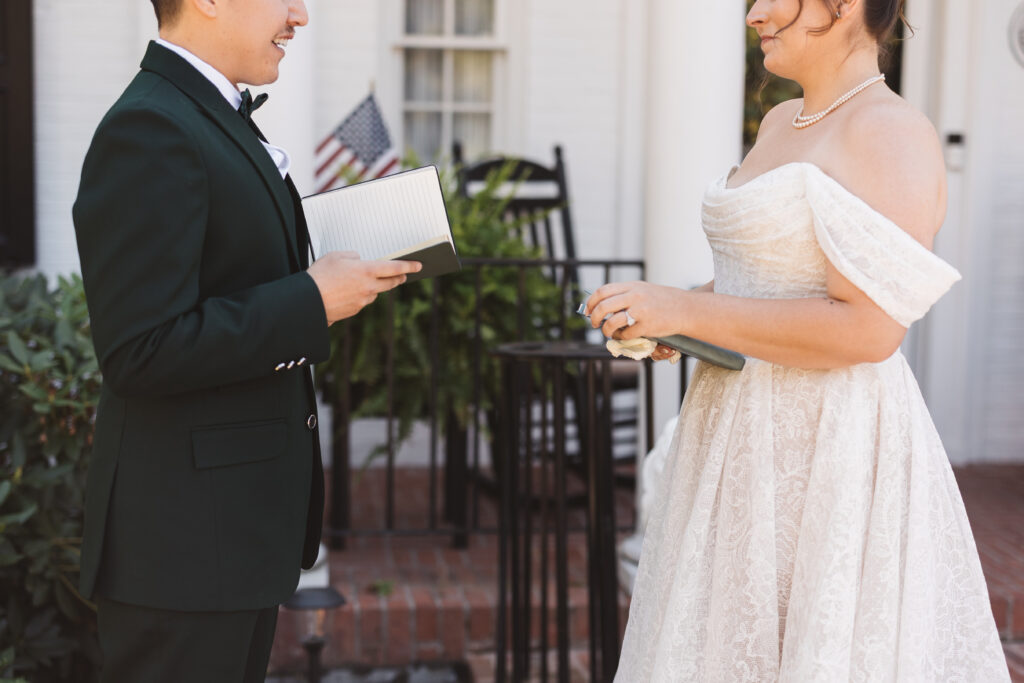 Private vows exchanged between the bride and groom before going to their venue, photographed by Philadelphia and New Jersey based travel wedding photographer, Madison Neumann Photography.